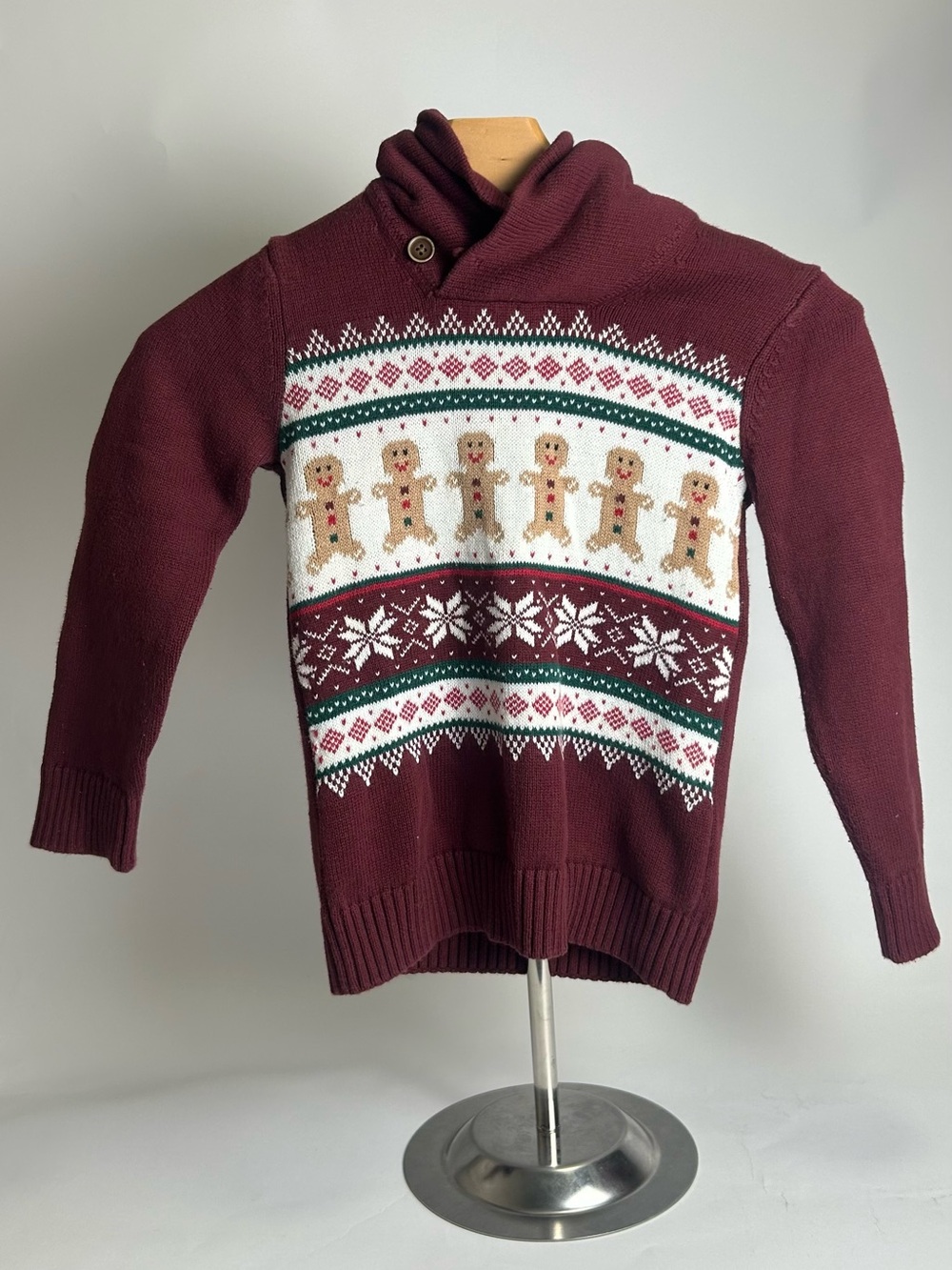 The Children's Place Burgundy Turtleneck Gingerbread Fair Isle Sweater